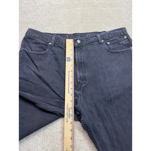 Harley Davidson Jeans Mens 40x32 Black Straight Leg Biker Logo Riding Outdoor - Picture 7 of 9